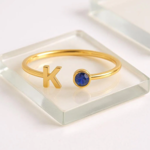 nitial Birthstone Ring, Birthstone Custom Ring, Letter Keepsake Ring, Letter Wedding Ring, Birthstone Personalized Ring, Name Initial Ring