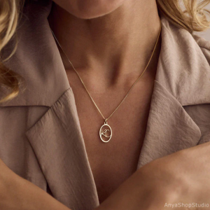 Custom Engraved Oval Initial Necklace