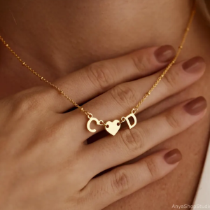 Custom Initial Necklace with Heart