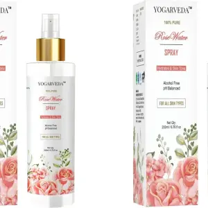 Yogarveda 100% Pure Rose Water Spray - 2 X 200Ml Alochol Free  Ph Balanced Men And Women
