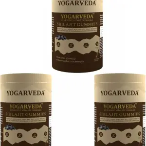 Yogarveda Ayurvedic Shilajit Gummies 70% Fulvic Acid 60 Gummies (60 Tablets)” Pack of 3