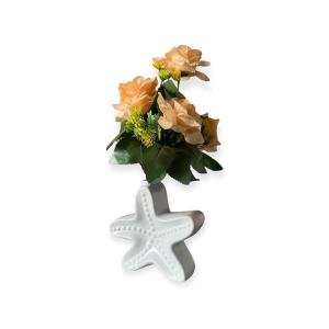 Vibhsa Star Fish Shape Vase, Ceramic Plant Pot, Diamond Shaped Planter, Designer Flower Pot for Office, Table & Home Decoration