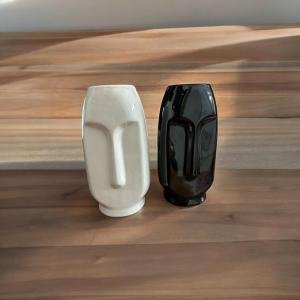 VIBHSA Ceramic Vase for Home Living Room Décor Ceramic Vase Plant Containers for Elegant Indoor/Outdoor Decor (Black & White)