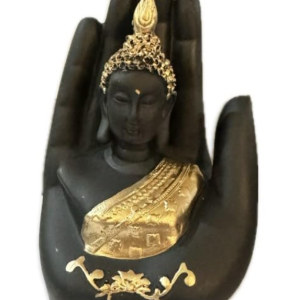 VIBHSA Golden Handcrafted Palm Buddha Idol for Home,Office and Gifts - Palm Buddha Hand Statues for Living Room