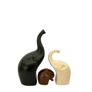 VIBHSA Matte Finish Ceramic Elephant Family Figurines Set of 3