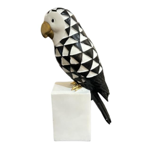 VIBHSA Cockatoo Symphony Geometric Resin Beauty Black & White Showpiece Decorative Showpiece