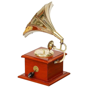 VIBHSA Brass Vintage Gramophone showpiece in Antique Gold Finish
