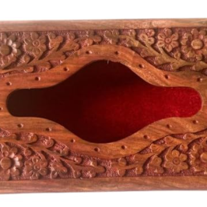 Vibhsa Wooden Tissue Box Holder Cover with Velvet Interior 8x5 inch Tissue Holder for Dinning Table Tissue Box