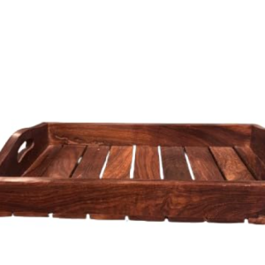Vibhsa Wooden Serving Trays Unique Style with Round Handle Medium Size for Food