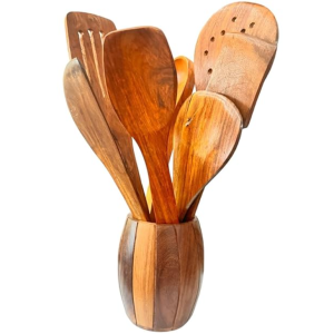 VIBHSA Wood Spoon Set for Cooking Includes Dessert Rice Spoons