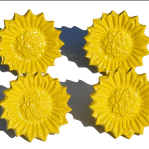 Flower Napkin Rings Set of 4 Handcrafted Décor (Yellow Antique)