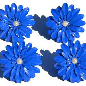 Vibhsa Handcrafted Flower Napkin Rings (Set of 4, Blue)