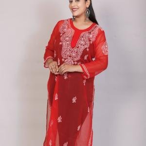 Gala Booty Chikankari Georgette Kurti