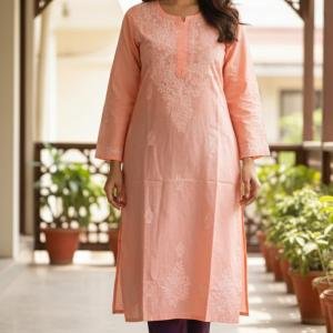 Voil cotton Chikankari Kurta Fabric Set