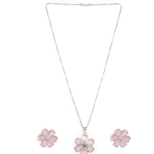 Pink Floral Jewellery Set