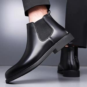 Latest Premium Men Leather Chelsea Boots with TPR Sole | Genuine Leather Slip-On Ankle Length Boots | Stylish & Comfortable Formal/Casual Boots for Men & Boys