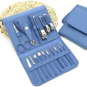 Professional Stainless Steel 16-in-1 Manicure & Pedicure Kit for Women & Men | Nail Clippers, Nail Scissors, Cuticle Trimmer, Grooming Tools Set with Luxury Travel Case (Multi-Color