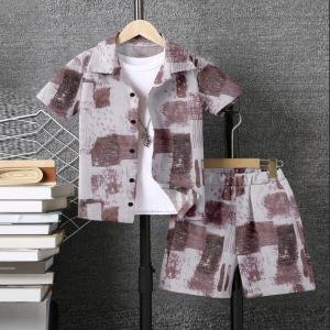 Boys Casual Printed Shirt & Shorts (Without White T- Shirt)