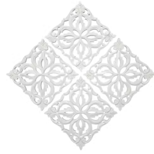 Wooden Wall Hanging Decor Mini Panel and Frame (Pack of 4 White Antq)