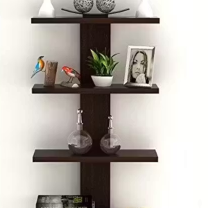 Wooden Wall Mounted Shelf with Single Stand (4 Shelves)