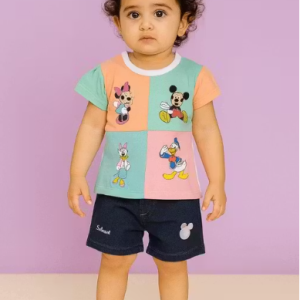 Bublee Dublee Kid Girls Top & Shorts Set – Stylish Round Neck Printed Design