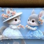 Sky Light Blue Colour 7D Mouse Printed Glace Cotton Super King Size 275x275cm Double Bed Sheet with 2 Pillow Covers