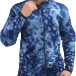 Multicolor Lycra Blend Polyester Zipper Printed Full Sleeve Fleece Jacket For Men