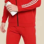 Grey Polyester Lycra Blend Zip Solid Tracksuit for Men