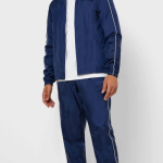 Blue Polyester Blend Solid Track Suit For Men