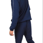 Blue Polyester Blend Full Zip Solid Track Suit For Men