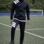 Black Lycra Blend Polyester Blend Regular Track Suit For Men