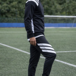 Black Lycra Blend Polyester Blend Regular Track Suit For Men