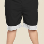 Black Lycra Blend Polyester Elasticated Solid Shorts For Men