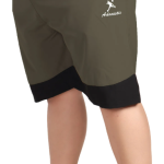 Black Lycra Blend Polyester Elasticated Solid Shorts For Men