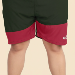 Green Lycra Blend Polyester Elasticated Color Block Shorts For Men