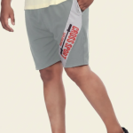 Grey Lycra Blend Polyester Elasticated Drawstring Solid Shorts For Men