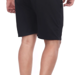Black Lycra Blend Polyester Elasticated Solid Shorts For Men