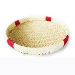 Natural Palm Leaf Muram Round Pooja Decor Thattu, 35.5 cm, Pack of 1