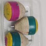 Traditional Wooden Spinning Top Toy Set with Thread, Pambaram Game, Pack of 3, Multi-Coloured