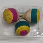 Traditional Wooden Spinning Top Toy Set with Thread, Pambaram Game, Pack of 3, Multi-Coloured