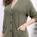 Olive Green Longline Cardigan Sweater
