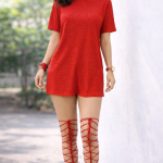 Woman Wearing A Cotton T-Shirt Dress