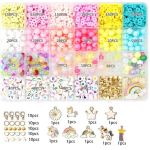 SUNTARA Clay Beads for Bracelet Making Set, Bracelet Beads Kit, Color Polymer Flat Beads Jewellery Making Kit for Girls