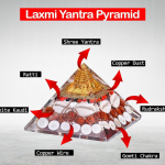 Laxmi Pyramid with Free Kamal gata mala and Free sri Yantra Laxmi Pyramid 90MM – Large Lakshmi Pyramid with Shree Yantra, Gomti Chakra, Rudraksha, Chirmi & Kaudi Shells