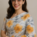 Floral Print silk Saree with Yellow Flowers, White Base, Grey Leaves Pattern, Traditional Indian Wear
