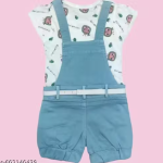 Bublee Dublee Toddler Girls' Casual Denim Overalls with Cute Embroidered Fruit Design