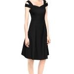 Elegant Off-Shoulder Sweetheart Neck A-Line Dress – Black