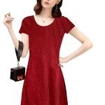 Women Embroidered Fit & Flare Dress with Round Neck