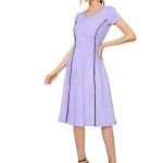 Women's Full Fit & Flare Solid Dress, Midi Western Knee Length Long Dresses for Girls Stylish