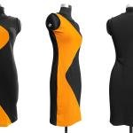 Women’s Black & Mustard Colour Block Body-con Dress